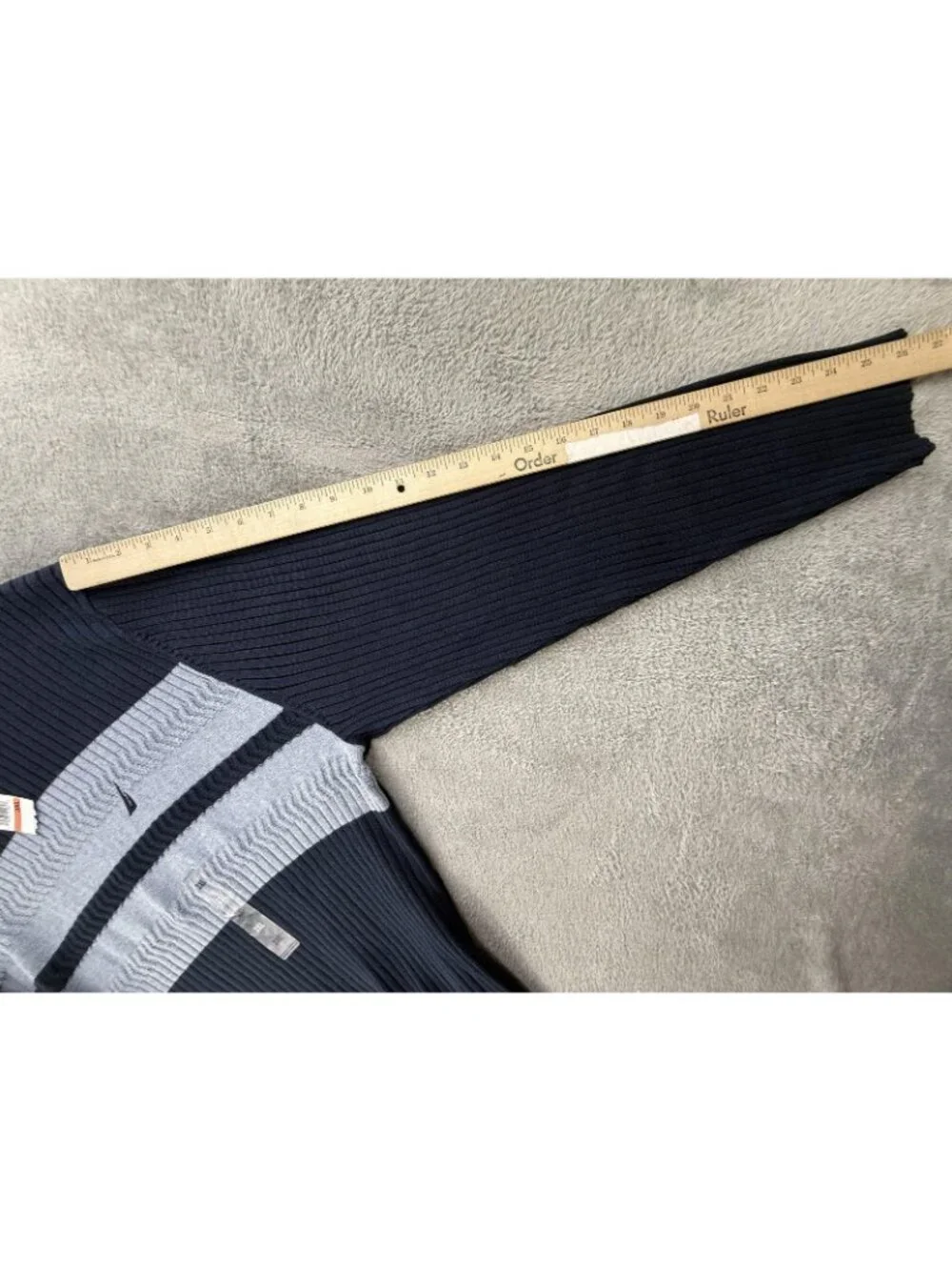 Nautica Sweater Mens 3XL Navy Gray Striped Crewneck Cotton Knit Ribbed Pullover